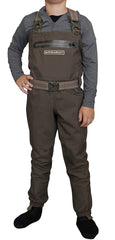 Paramount Outdoors Stonefly youth wader zip-pocket for easy fly box storage.