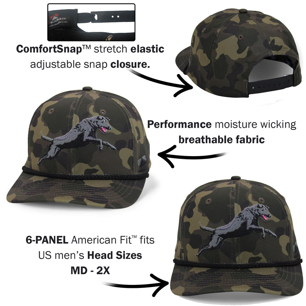 Paramount Outdoors Stretch snapback closure closeup; flexible fit for larger heads.