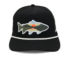 Paramount Outdoors Sunset Fish silhouette hat with trout design for rugged outdoor days.