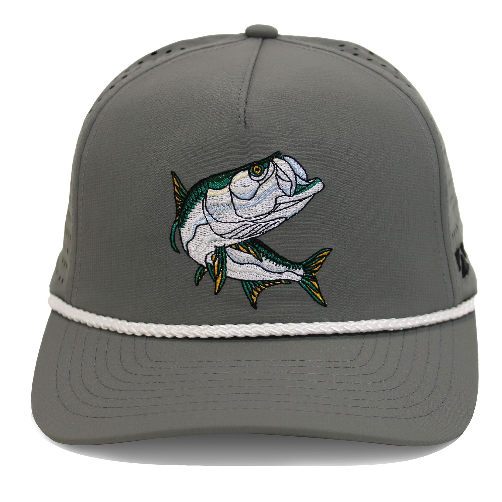 Paramount Outdoors Tarpon cap front view with structured panels, ideal for casting on the deck.
