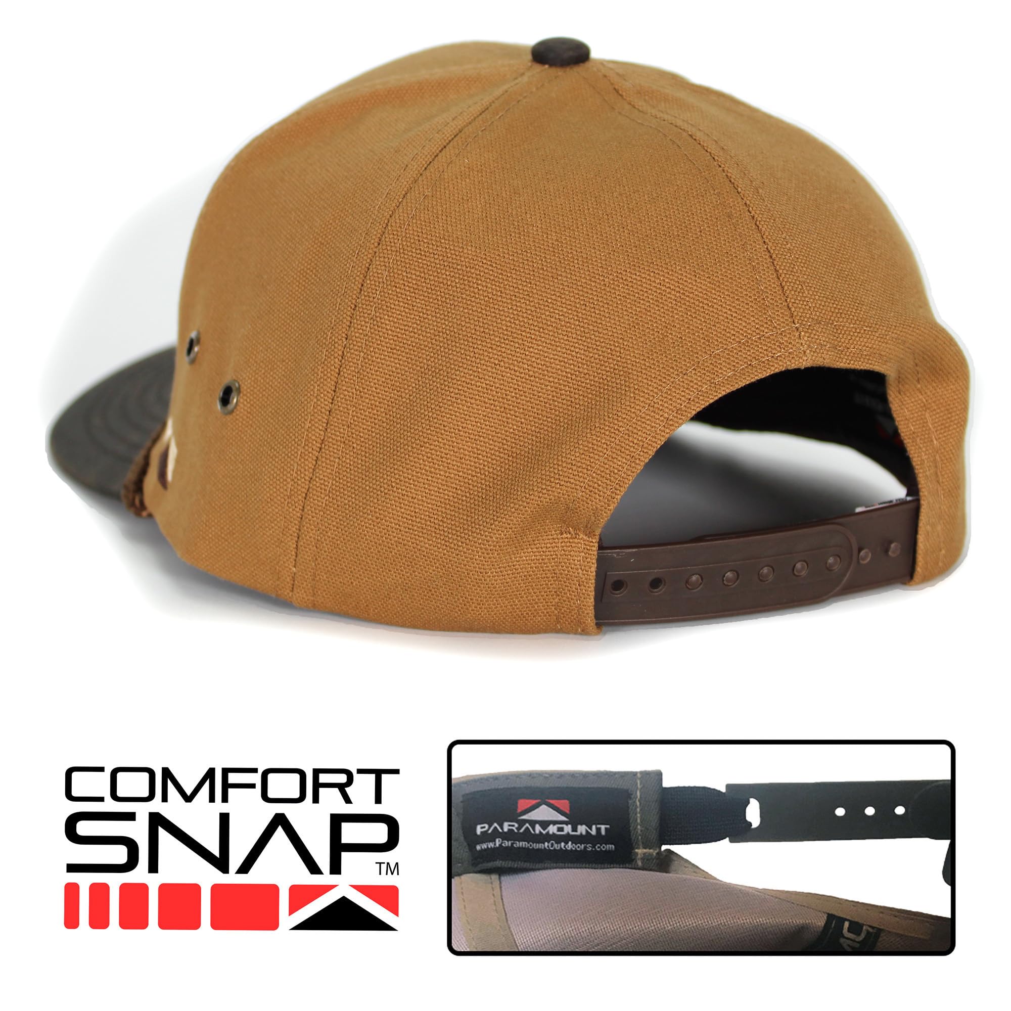 Paramount Outdoors wax-visor detail on cap reduces glare on sunny days.