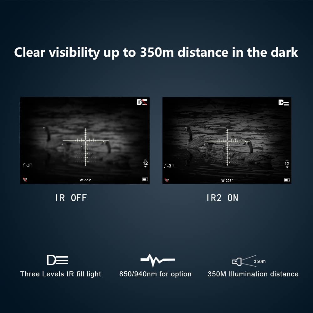 PARD Night Vision Scope 850nm IR illuminator enables longer-range observation.
