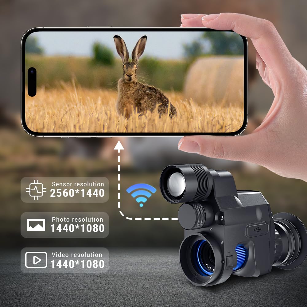 Pard NV007V2 built-in Wi-Fi lets you view on a larger screen.