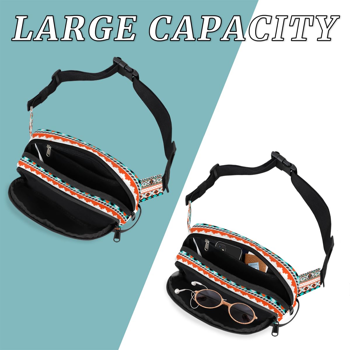 Pardick Aztec Fanny Pack compact size fits waist or crossbody.