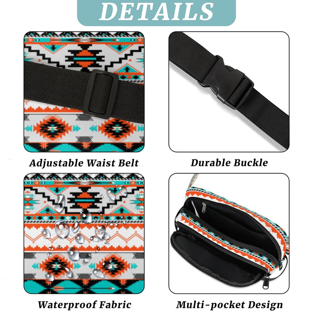 Pardick Aztec Fanny Pack three-zip design keeps items organized.