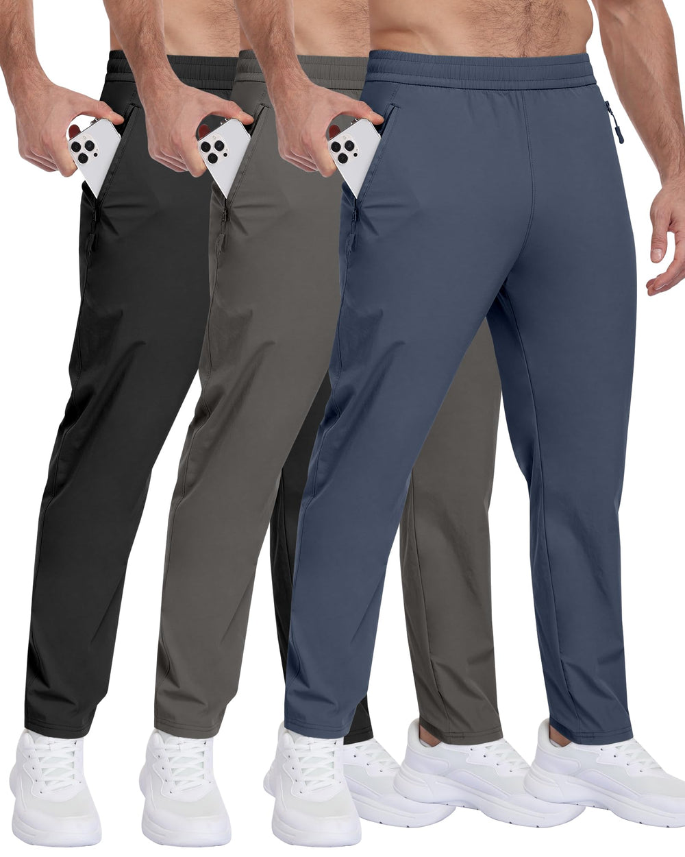 ParisDiary 3-pack men's hiking pants on display showcase versatile outdoor wear and value.