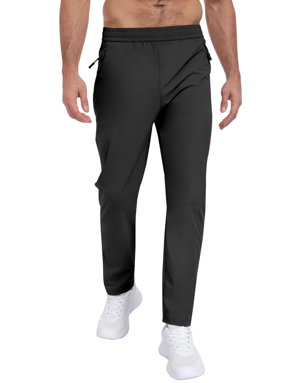 ParisDiary men's hiking pants with zippered pockets close-up highlighting secure storage for keys and phone.