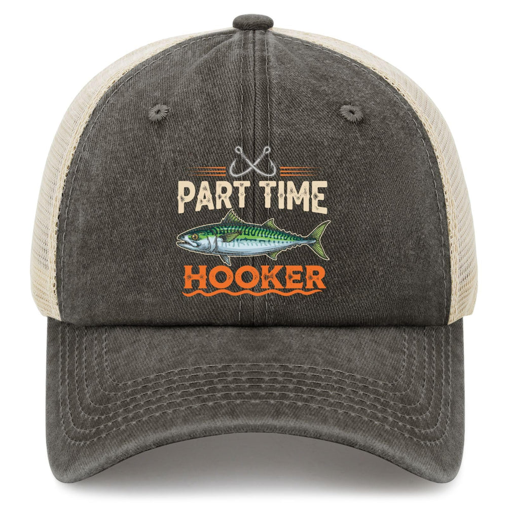 Part Time Hooker fishing hat with mesh back for breathable all-day comfort.