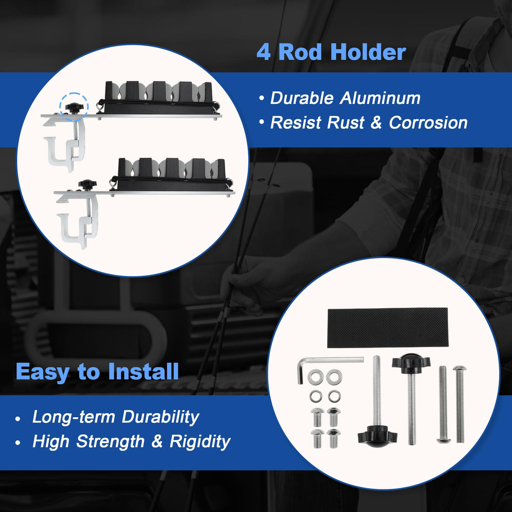 Partuto elastic rope secures rods to prevent bouncing while driving.