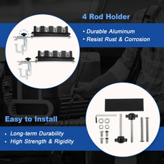 Partuto elastic rope secures rods to prevent bouncing while driving.