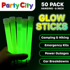 Party City glow stick necklace strings show wearable neon lighting for events.