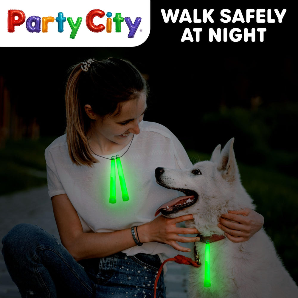 Party City waterproof non-toxic glow sticks stay afloat for pool or beach fun.