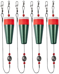 Pasanhoo slip floats, 3 inch green, 4-pack displayed together