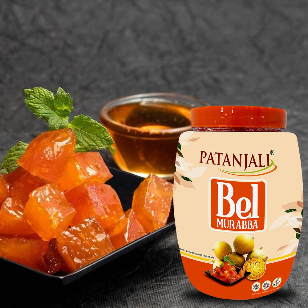 Patanjali Bel Murabba dessert pairing with yogurt for a cool treat