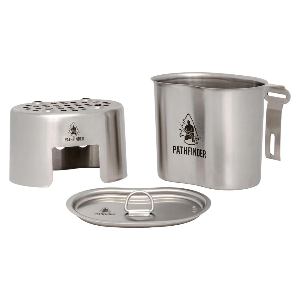 The Pathfinder School canteen cooking set nesting cup showcases compact design for backcountry cooking.