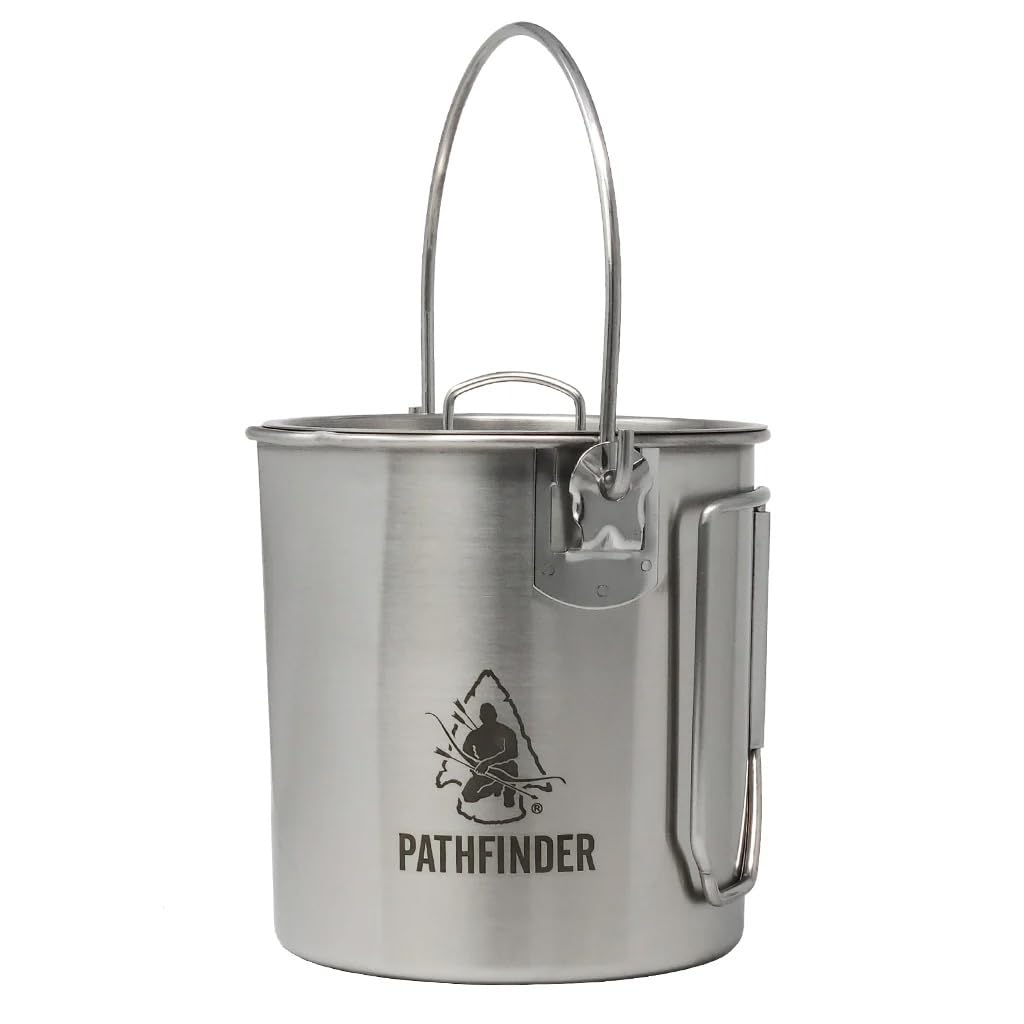 Pathfinder bush pot 120oz with pour spout ready for group cooking.