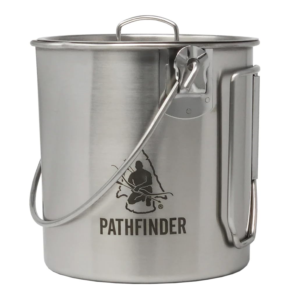 Pathfinder stainless steel bush pot 32oz with durable body for field cooking.