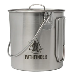 Pathfinder stainless steel bush pot 32oz with durable body for field cooking.
