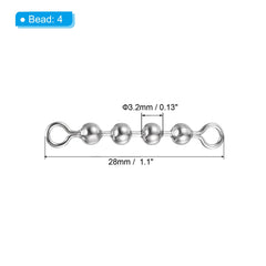 Close-up of PATIKIL bead chain swivel showing stainless steel beads and loops