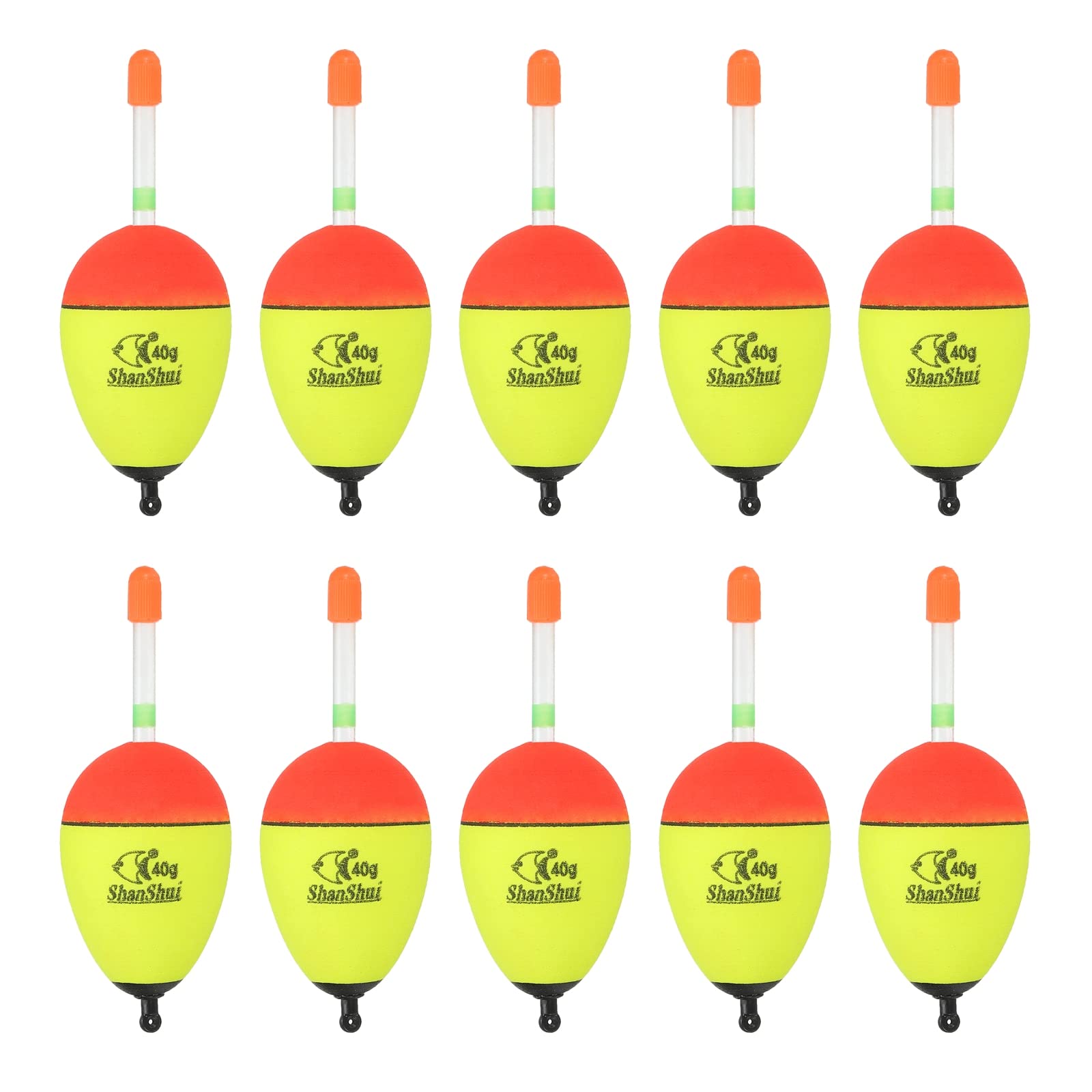 PATIKIL 10-pack EVA fishing bobbers in yellow, versatile for saltwater and freshwater fishing