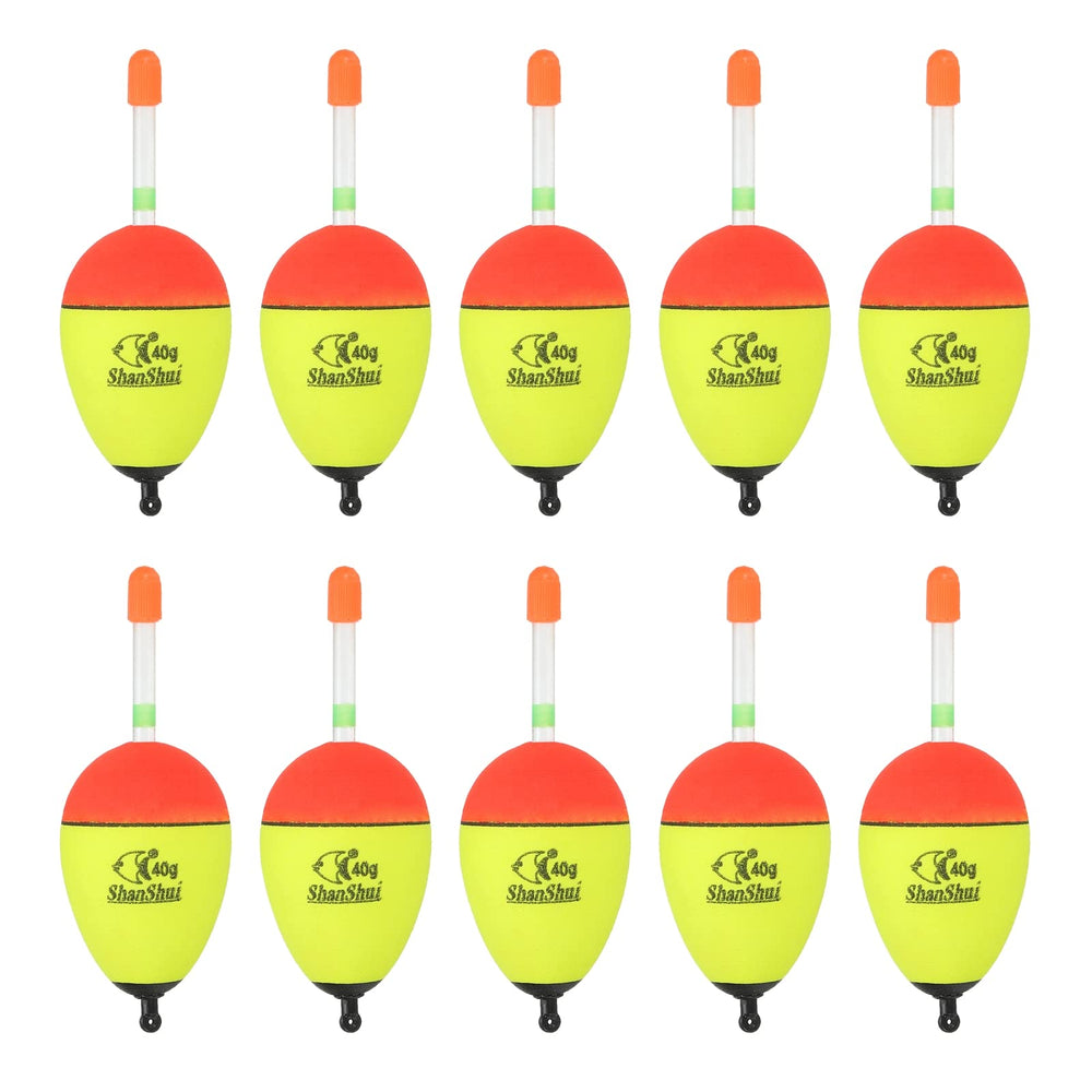 PATIKIL 10-pack EVA fishing bobbers in yellow, versatile for saltwater and freshwater fishing