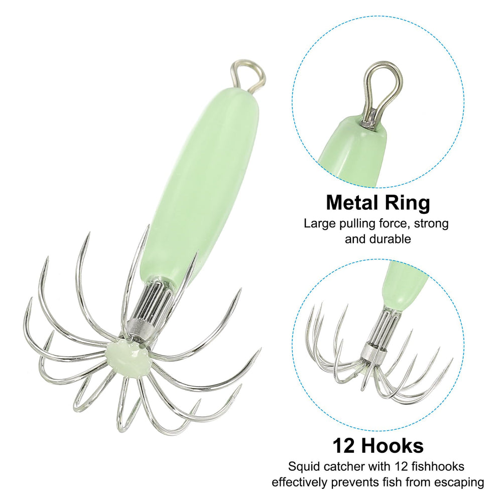 PATIKIL 12-hook squid jig enhances lure retention and catch potential