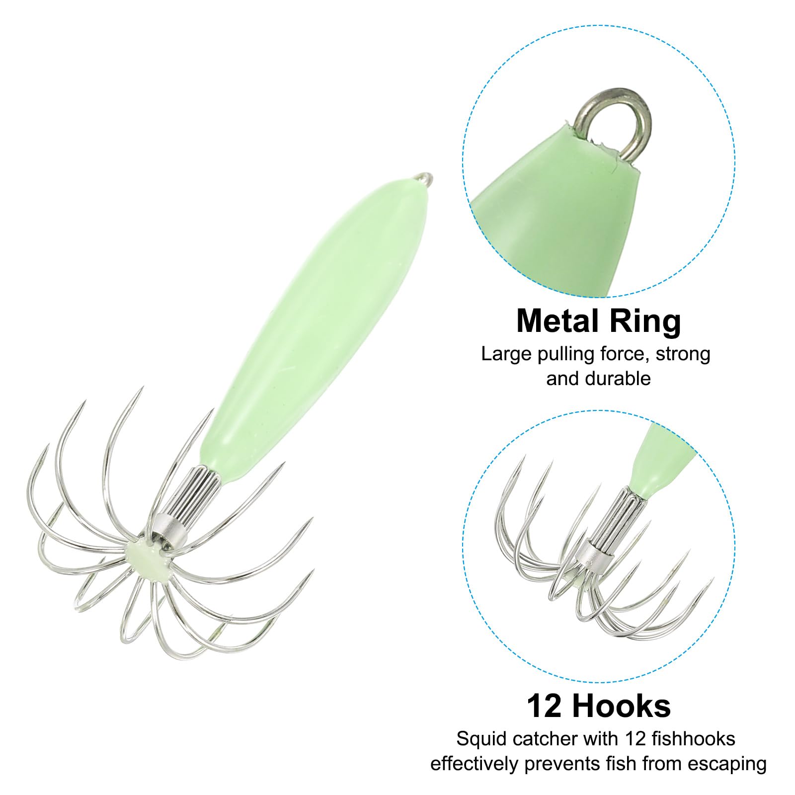 PATIKIL 12-hook green jig boosts lure visibility during day