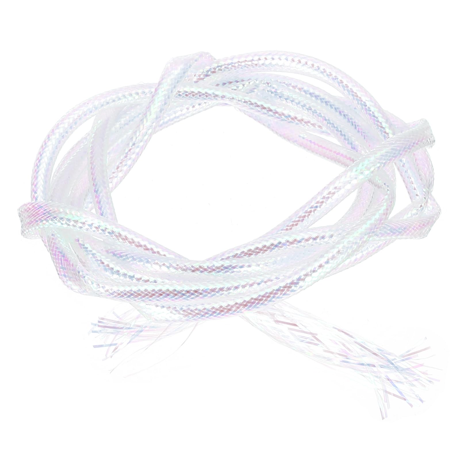 PATIKIL 1m Pearlescent White 4mm Braid Tube for Fly Tying - holographic tinsel