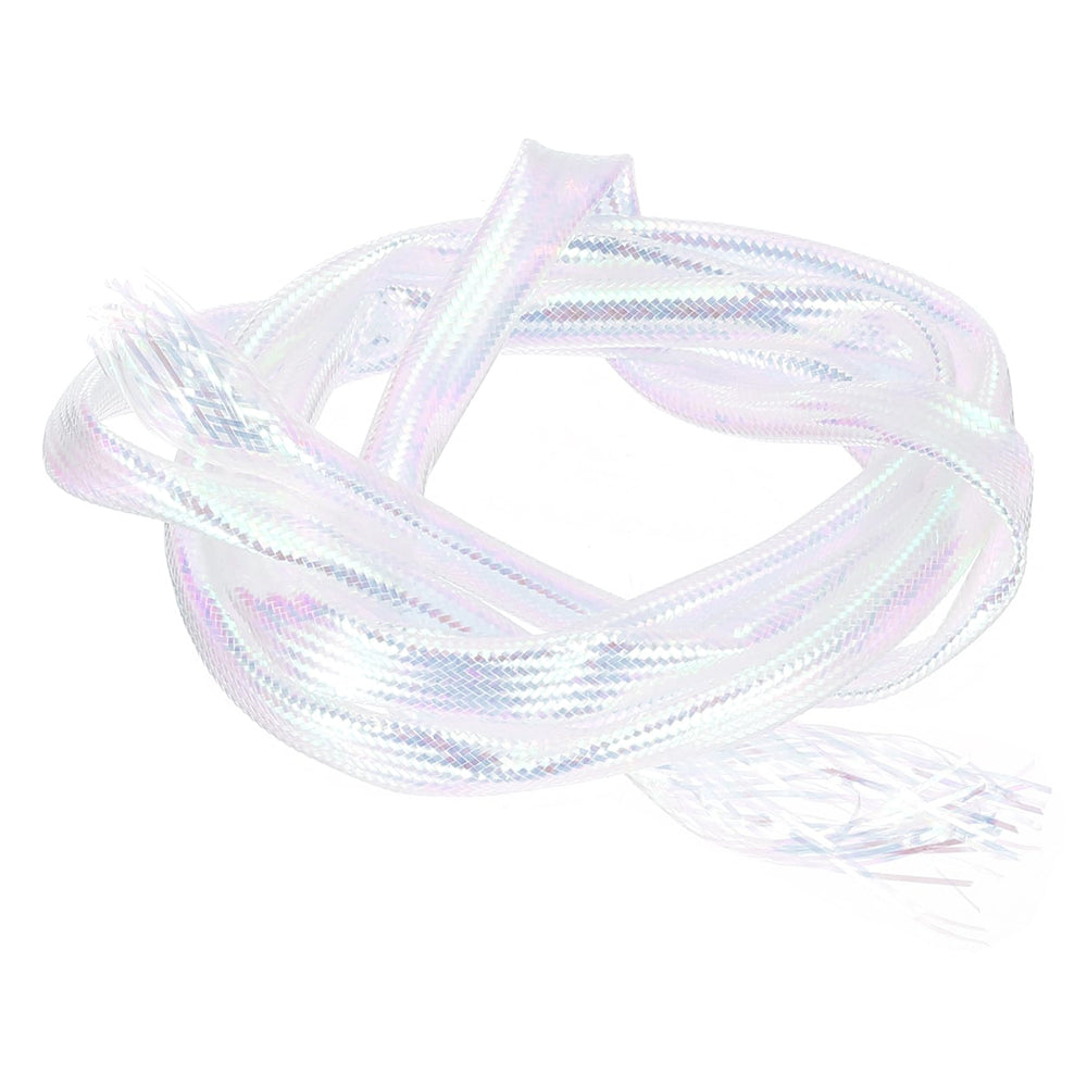 PATIKIL pearlescent white 8mm holographic braid tube for fly tying - 1M length