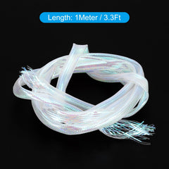 Close-up of pearlescent white holographic tinsel tubing in fly tying kit