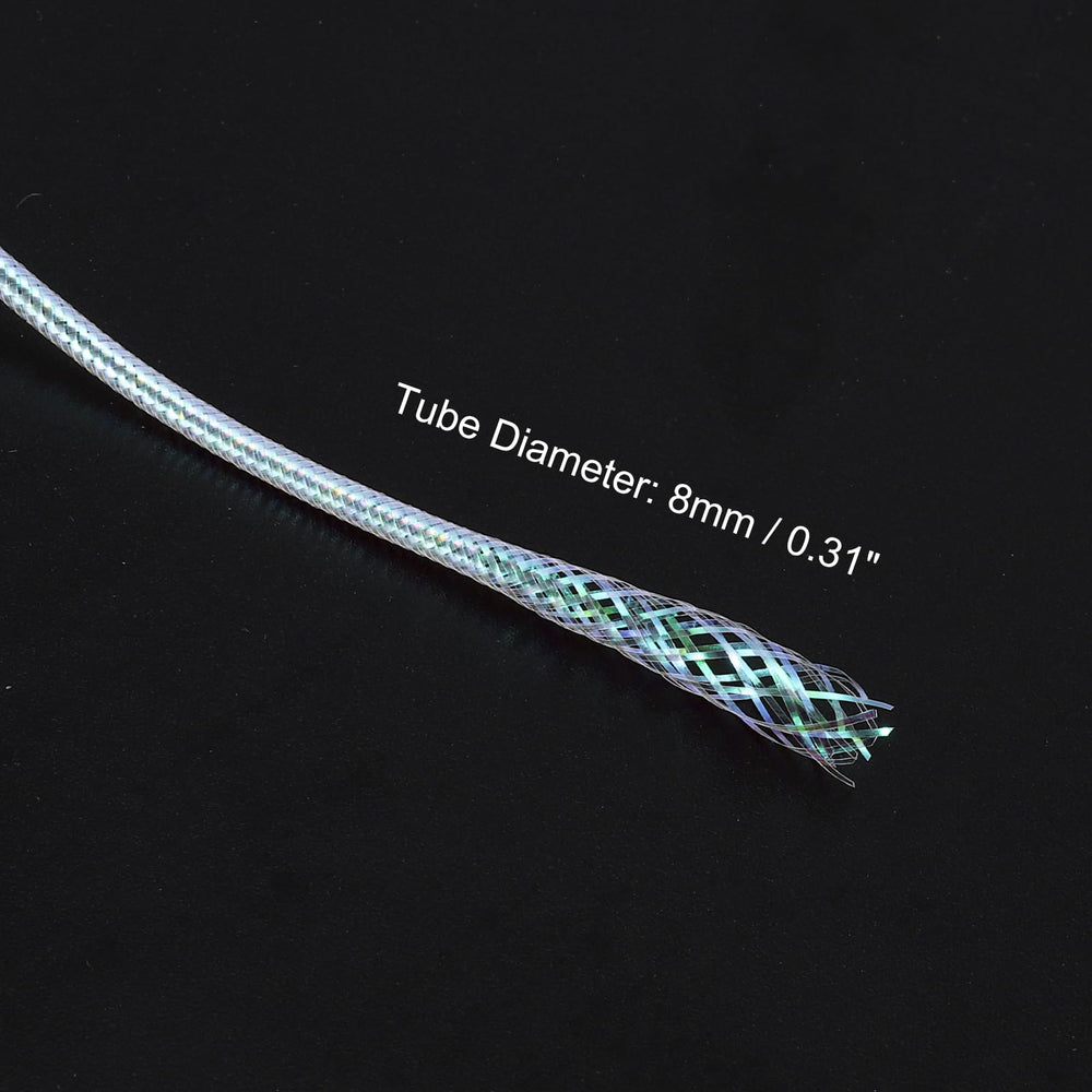 8mm diameter PATIKIL braid tube in white with reflective finish