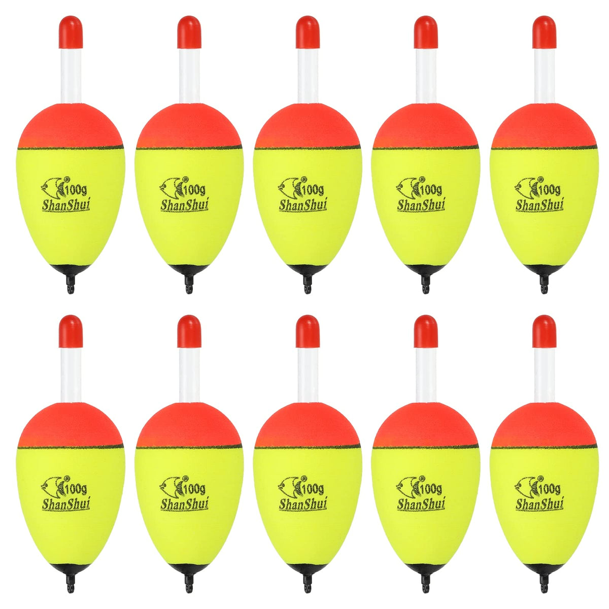 PATIKIL 3.5oz yellow bobber with glow-ready top for night fishing visibility.
