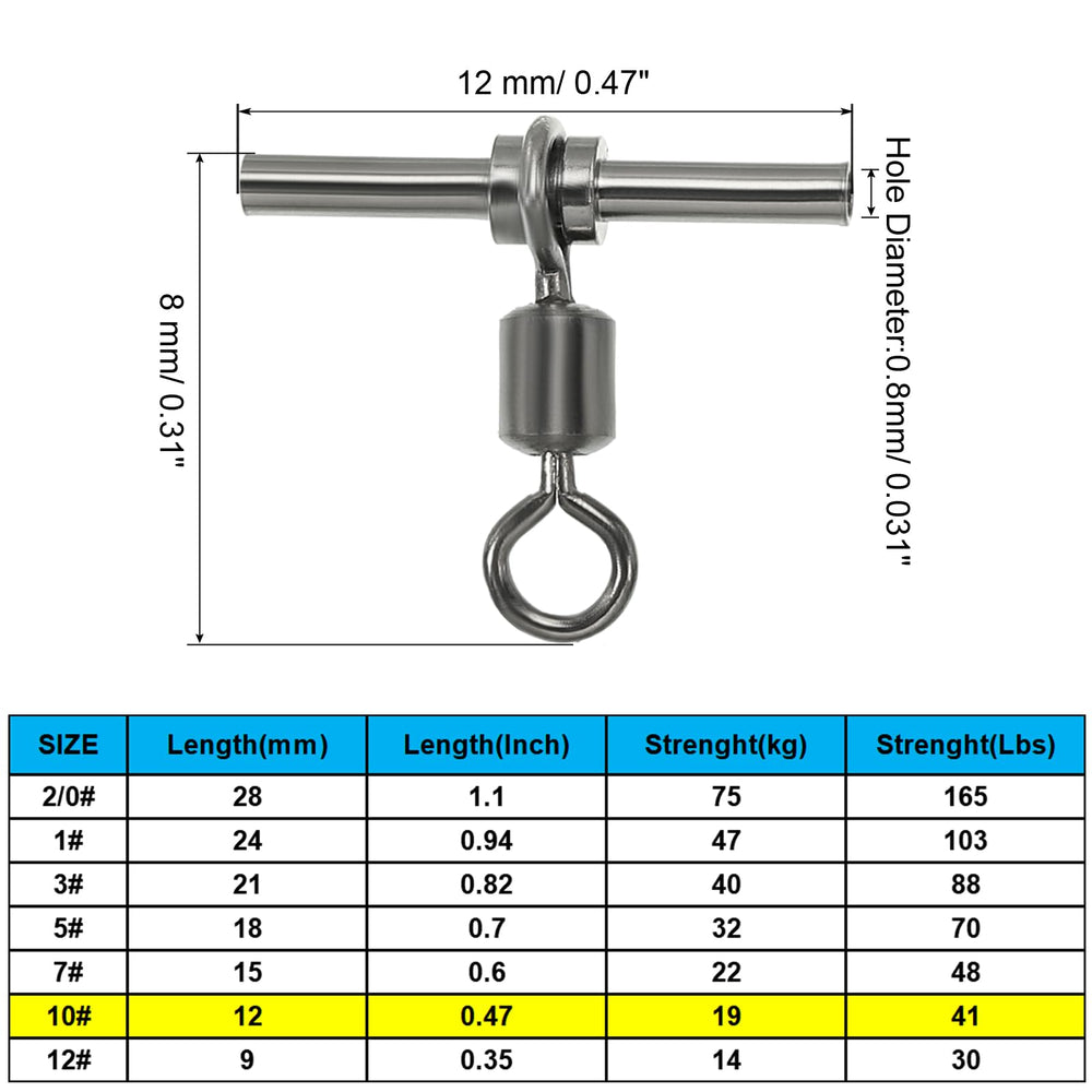 PATIKIL 3-way swivel side view demonstrates smooth rotation reducing line twist.