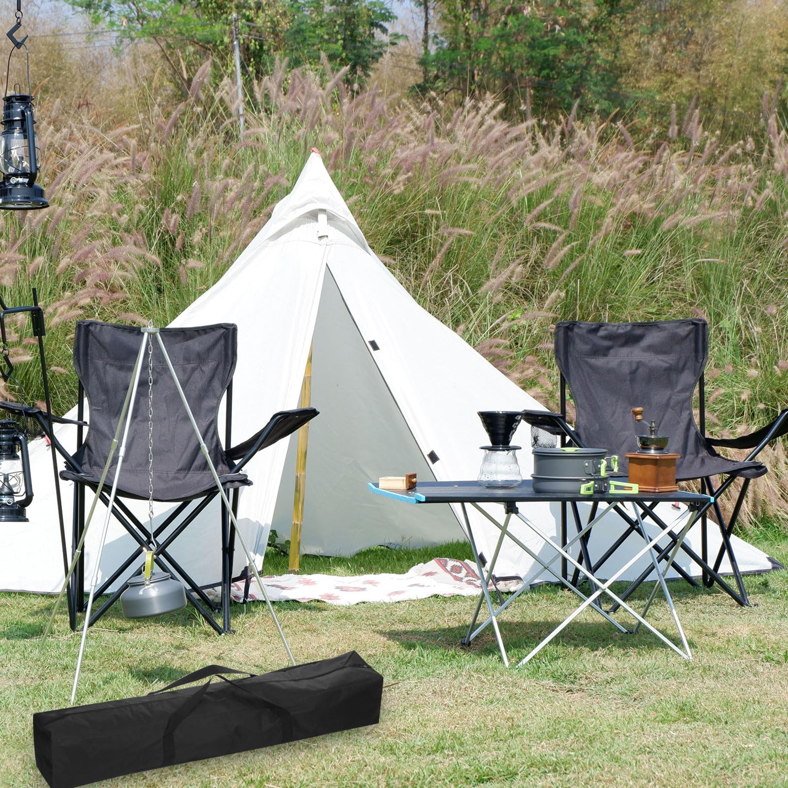 PATIKIL 35-inch camp chair bag zipper opening for quick loading during travel.