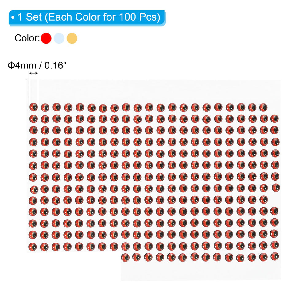 PATIKIL 3D Eyes 4mm Gold Tone epoxy fishing lure stickers (300 pcs)