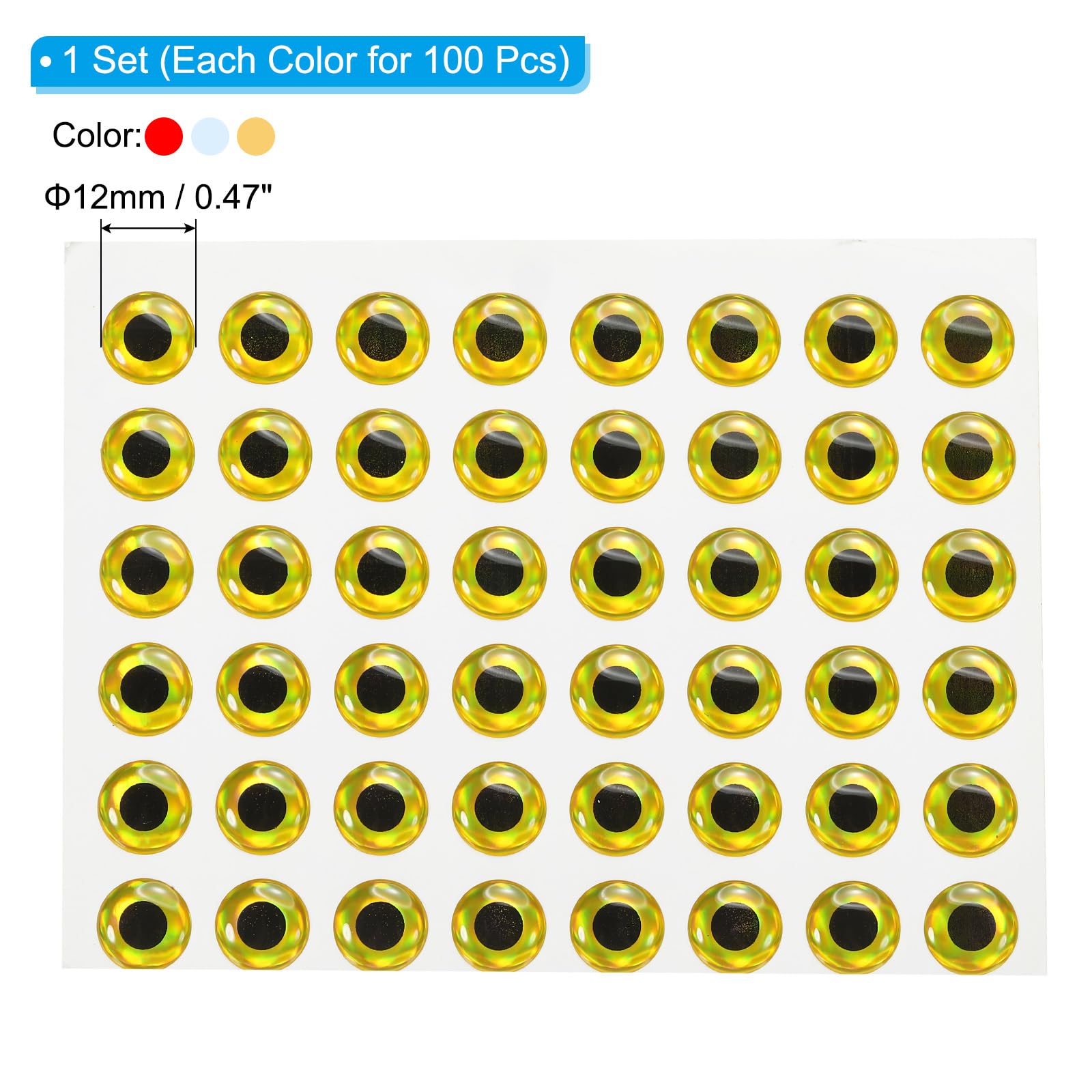 PATIKIL 3D gold-tone eyes 12mm enhance lure visibility.