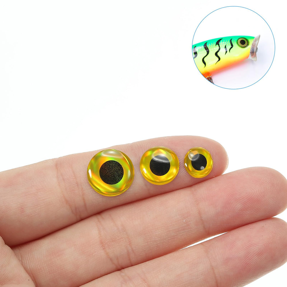 Gold tone 10mm PATIKIL 3D lure eyes close-up