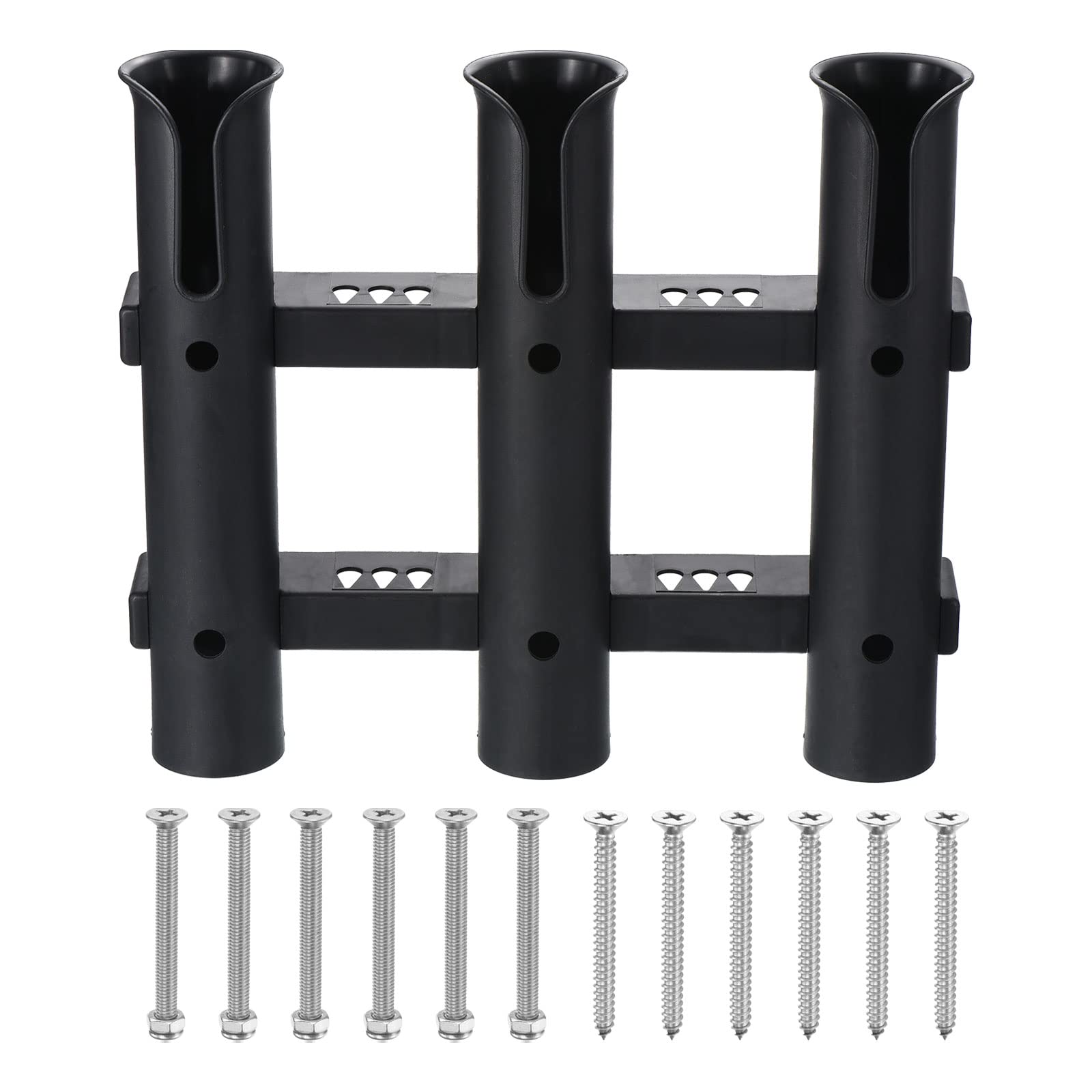 PATIKIL 3-Rod Fishing Rod Holder for Boat in black finish, wall-mounted