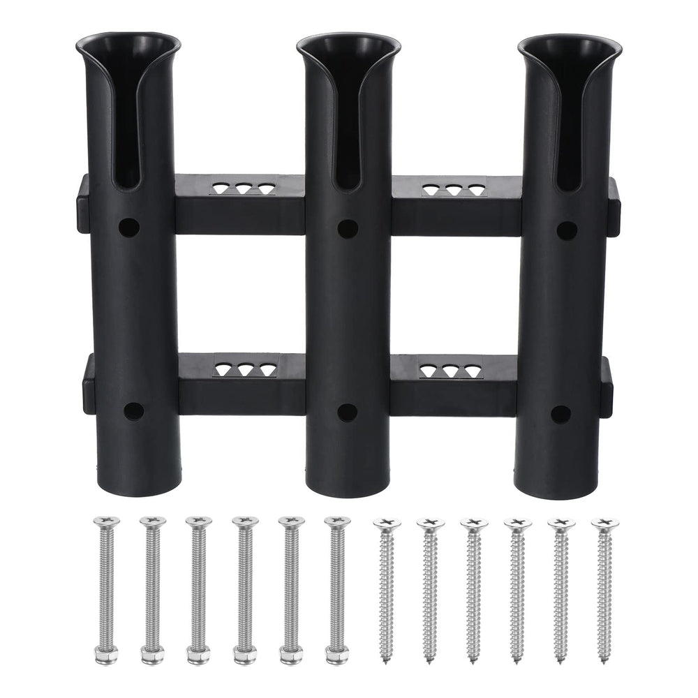 PATIKIL 3-Rod Fishing Rod Holder for Boat in black finish, wall-mounted