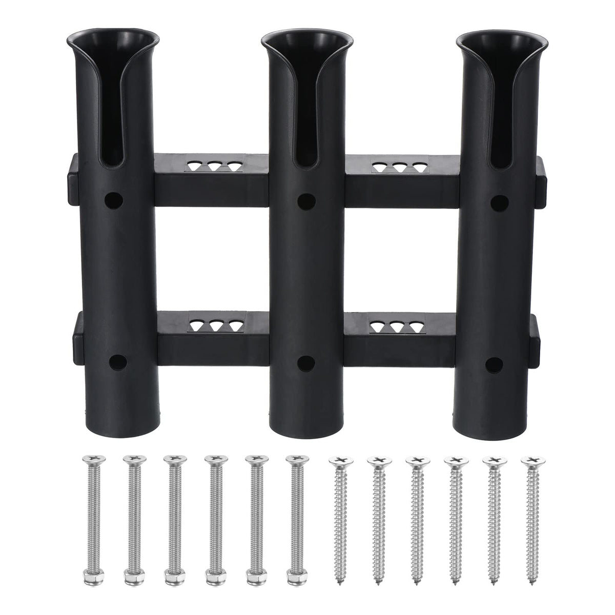 PATIKIL 3-Rod Fishing Rod Holder for Boat in black finish, wall-mounted