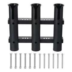 PATIKIL 3-Rod Fishing Rod Holder for Boat in black finish, wall-mounted