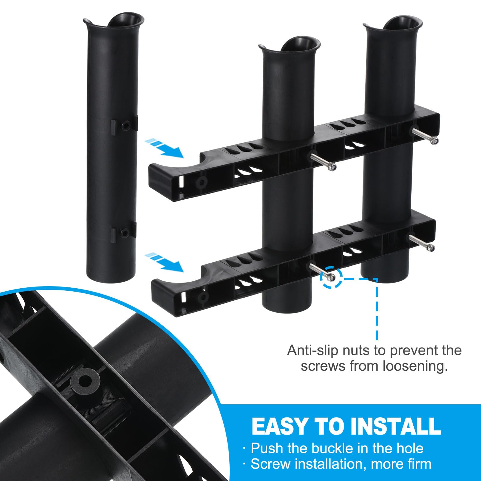 Countersunk head screws included for flush mounting