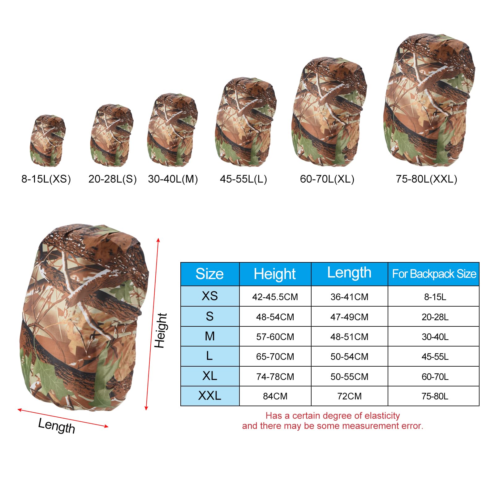 PATIKIL 45-55L rain cover fits large backpacks and keeps contents dry