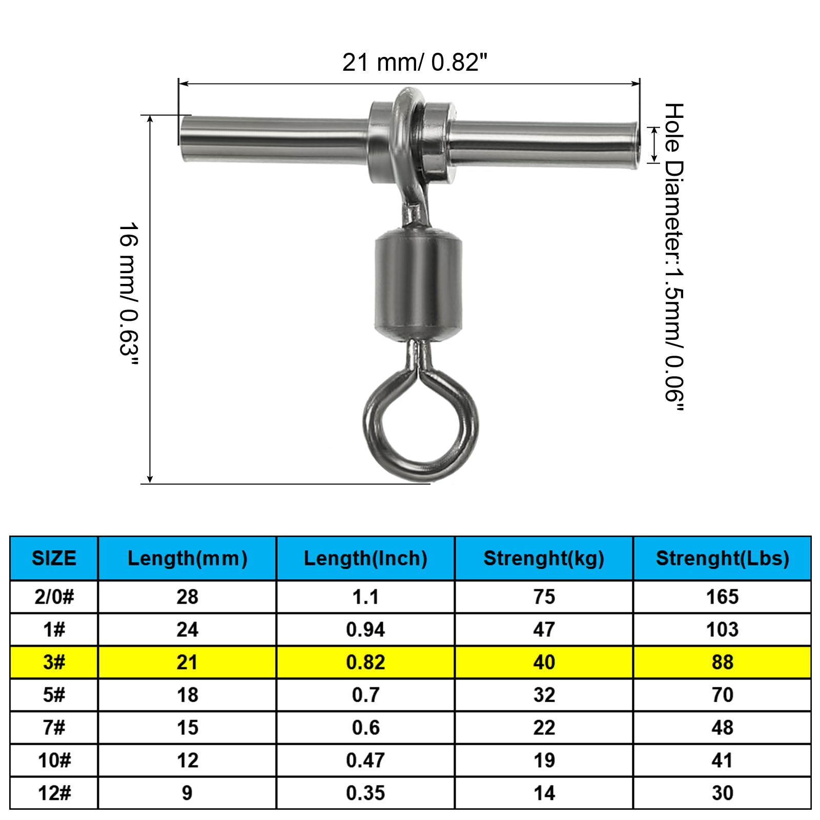 PATIKIL 88Lbs 3-Way brass swivel—side view highlighting compact, load-bearing design.