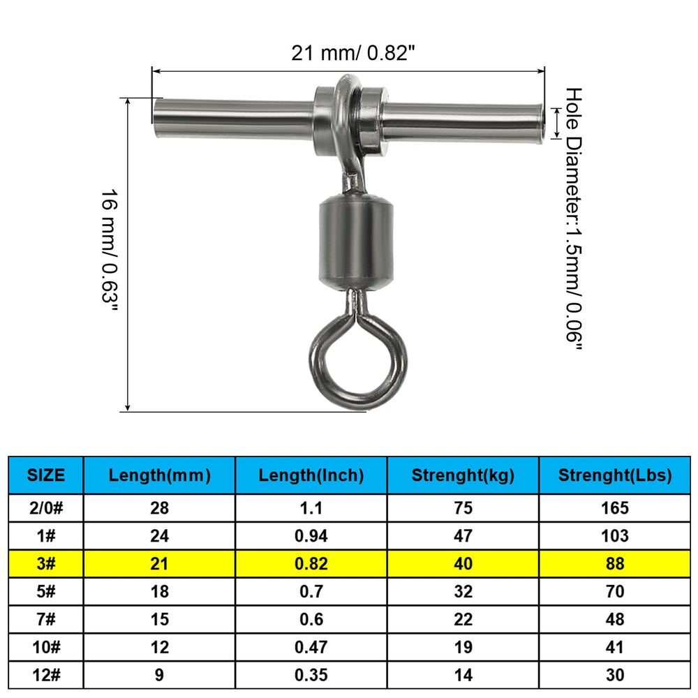 PATIKIL 88Lbs 3-Way brass swivel—side view highlighting compact, load-bearing design.