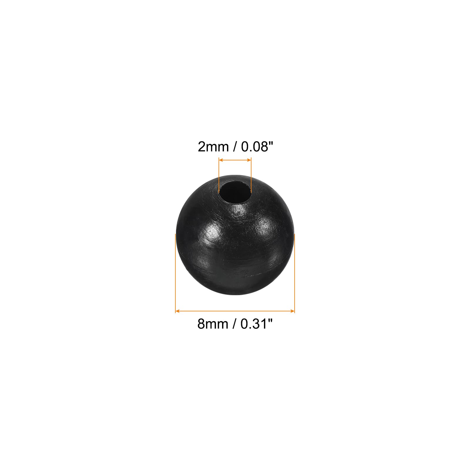 PATIKIL round soft plastic beads close-up in black finish.