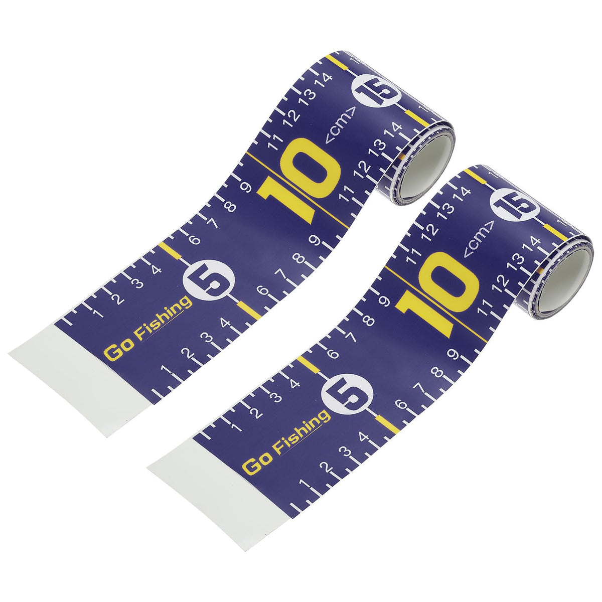PATIKIL adhesive fish ruler on a boat deck, two-pack for quick catch measurements.