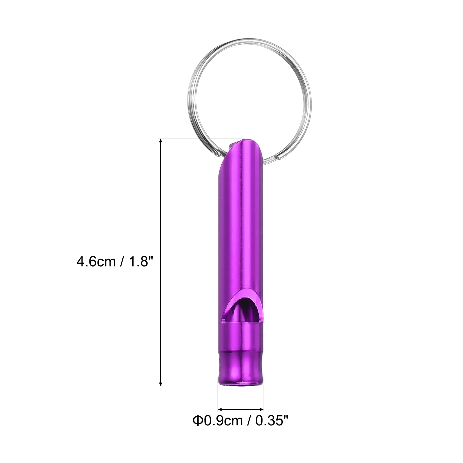 Close-up of PATIKIL aluminum survival whistle showing durable, rust-resistant construction.