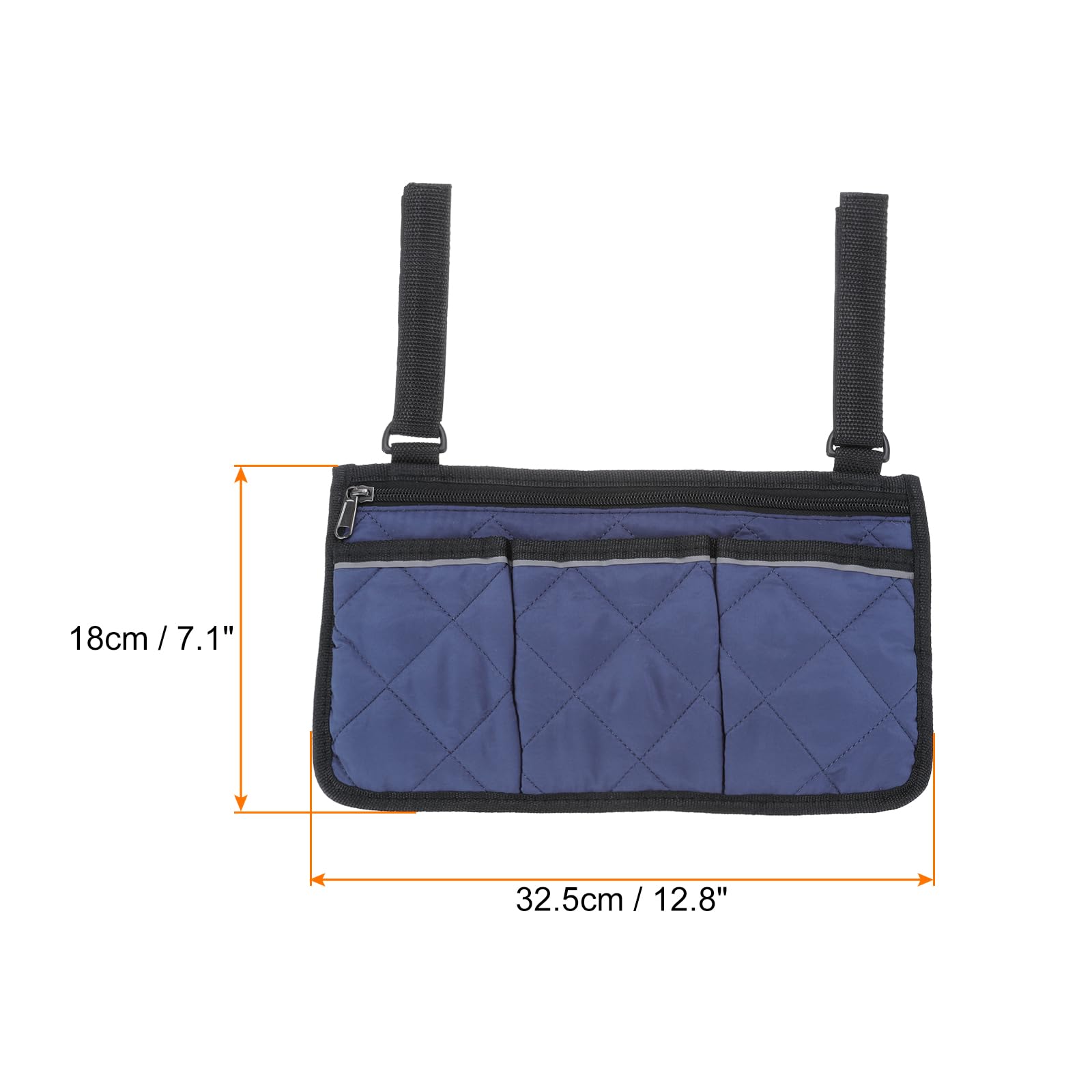 PATIKIL armrest pouch with four pockets teal attaches securely to chairs.
