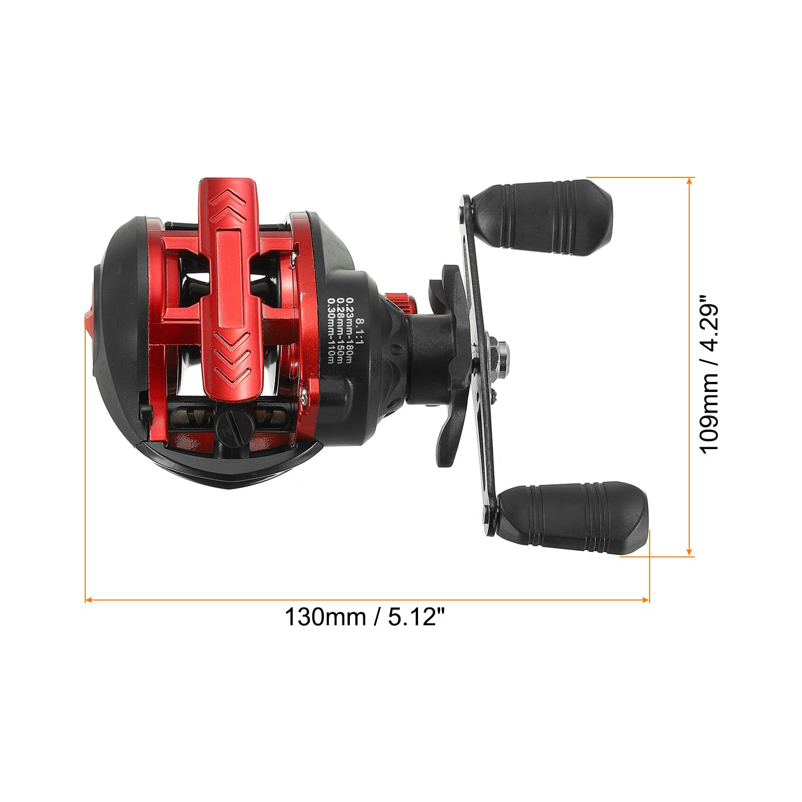 PATIKIL baitcasting reel side profile highlights ergonomic grip and balanced silhouette.